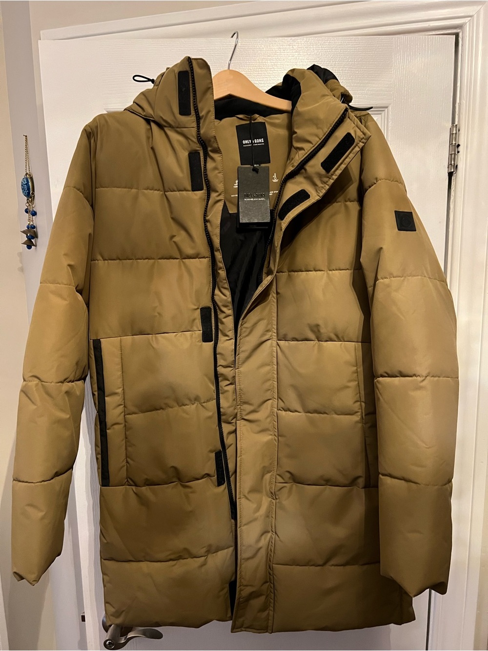 ONLY & SONS Hooded Olive Puffer Coat